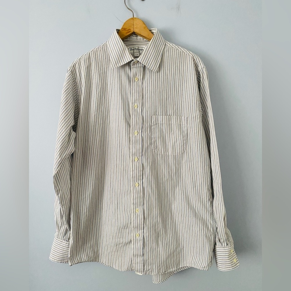Burberrys Of London Shirt Mens Button Up Shirt 16 - 35 Made in USA Striped - Picture 8 of 13